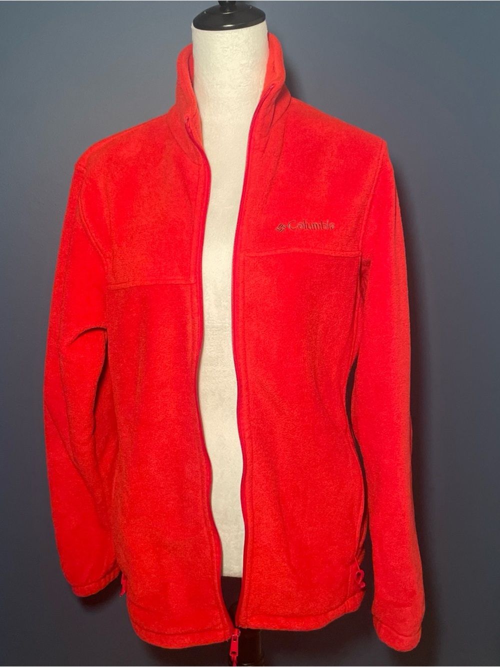 Columbia Men’s Red Fleece Jacket - Lightweight Full-Zip